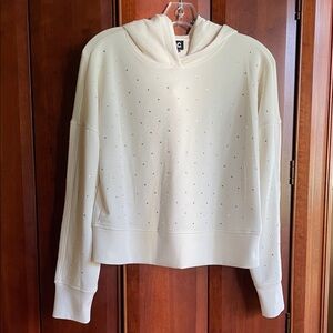 Women's Cream Hoodie with Rhinestone Accents